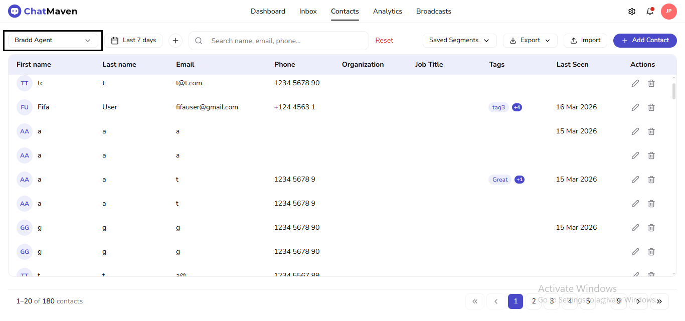 Agent filter (outlined)