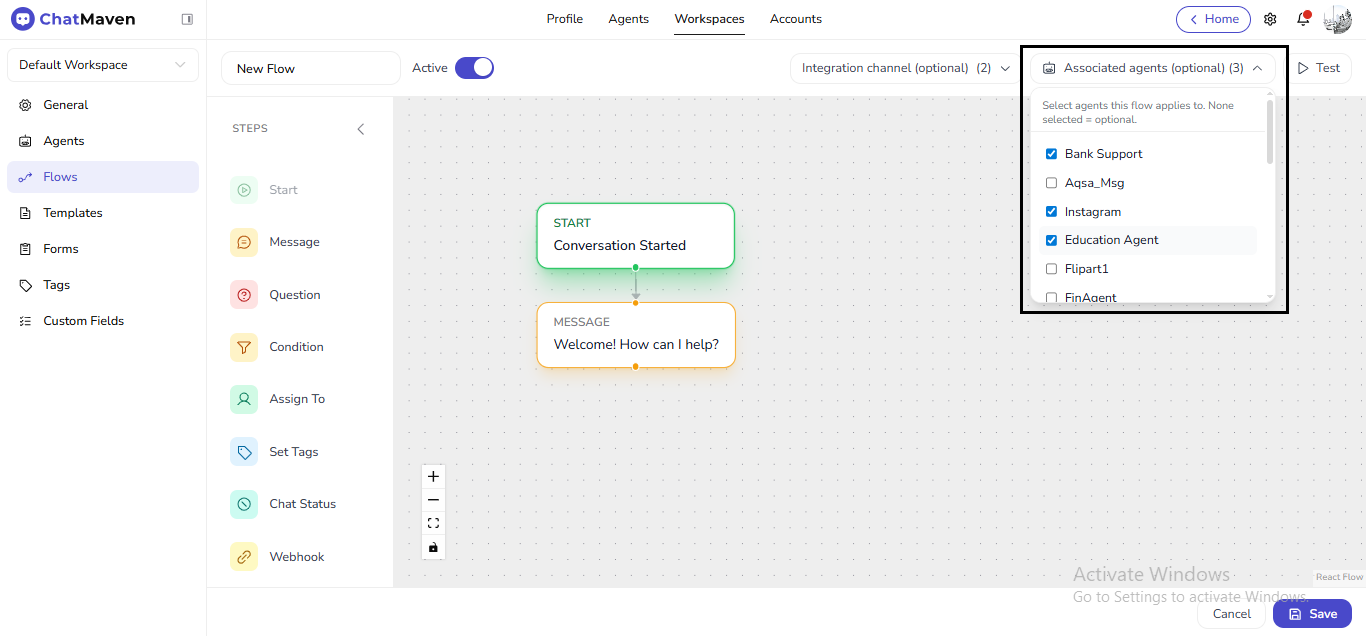 Associated agents checklist