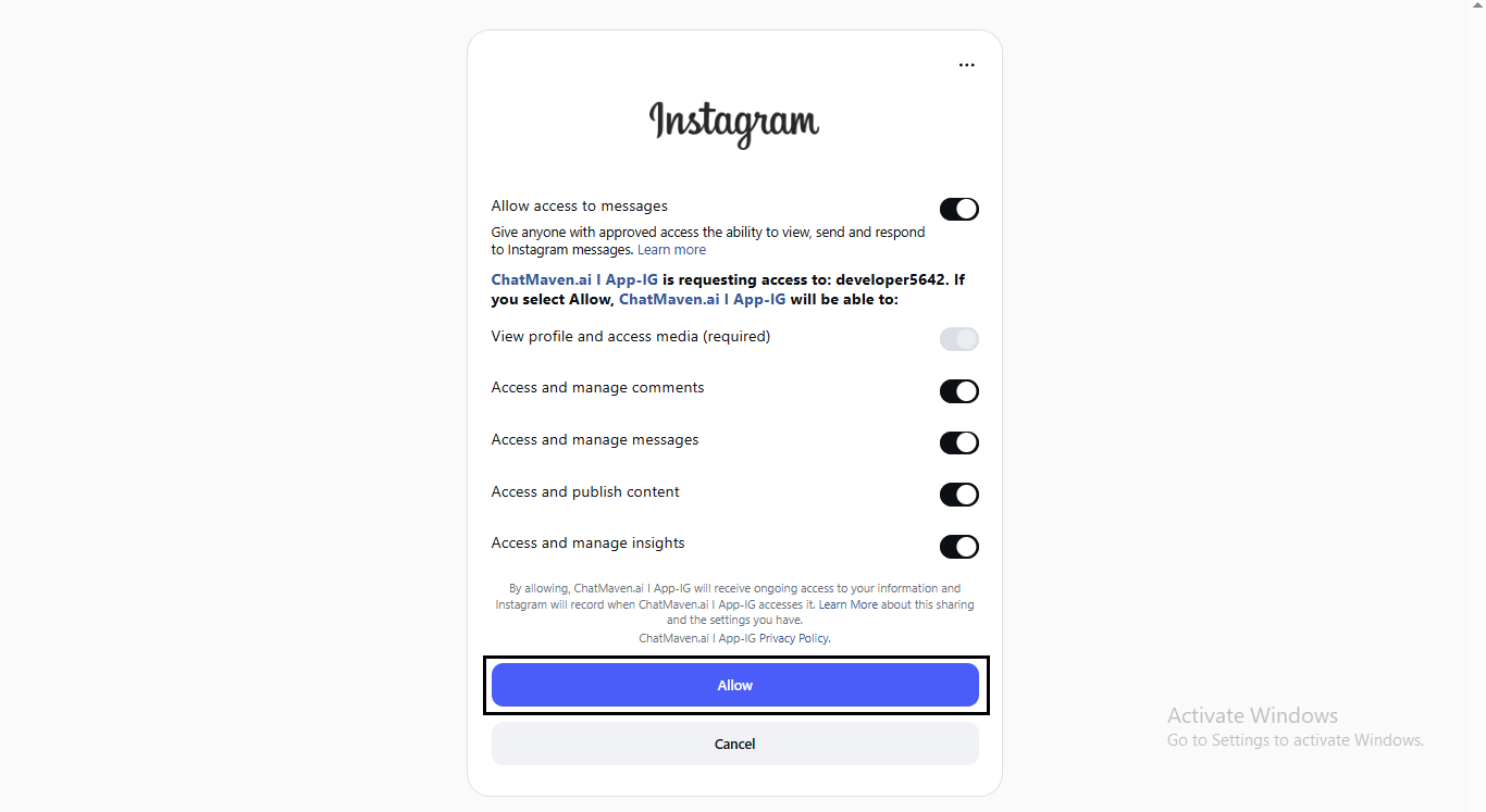 Step 5 — Allow ChatMaven access