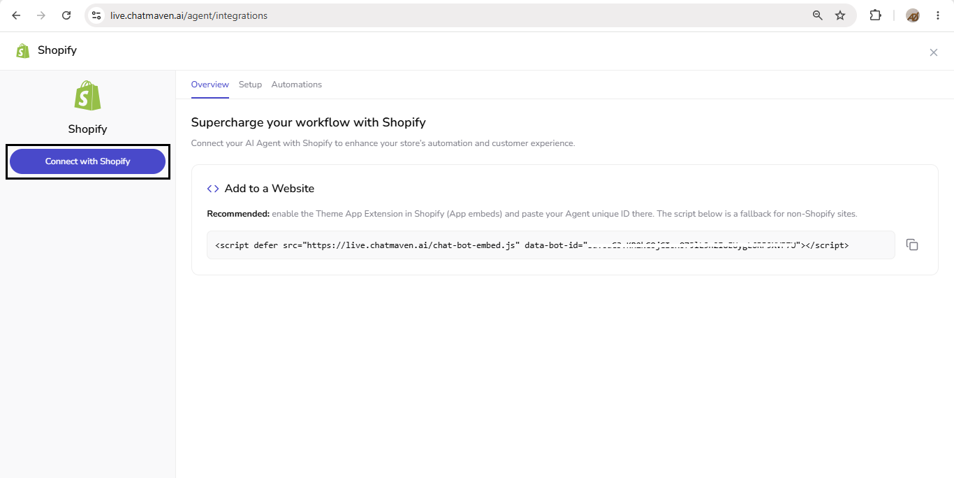 Step 3a — Connect with Shopify