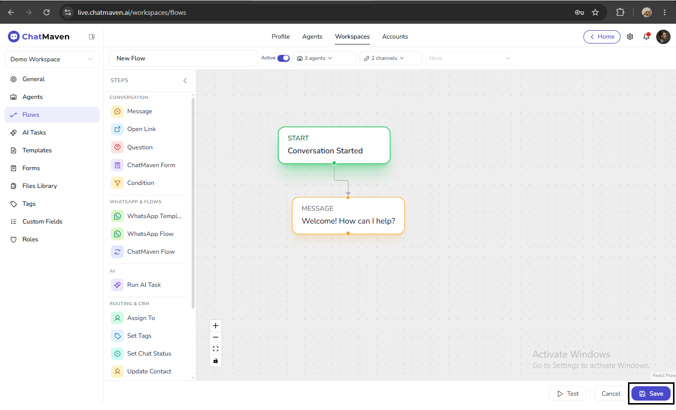 Save and Flow validation notes
