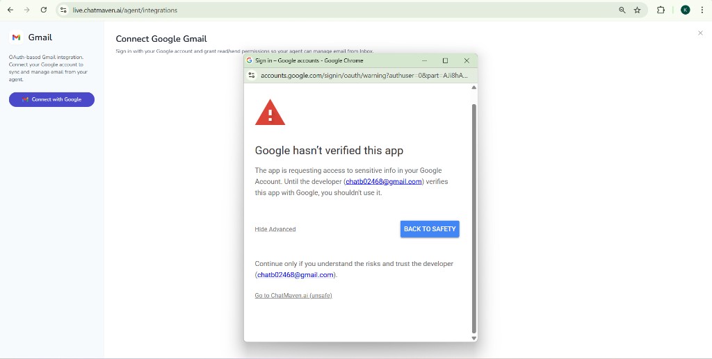 Step 5 — Go to ChatMaven.ai (unsafe)