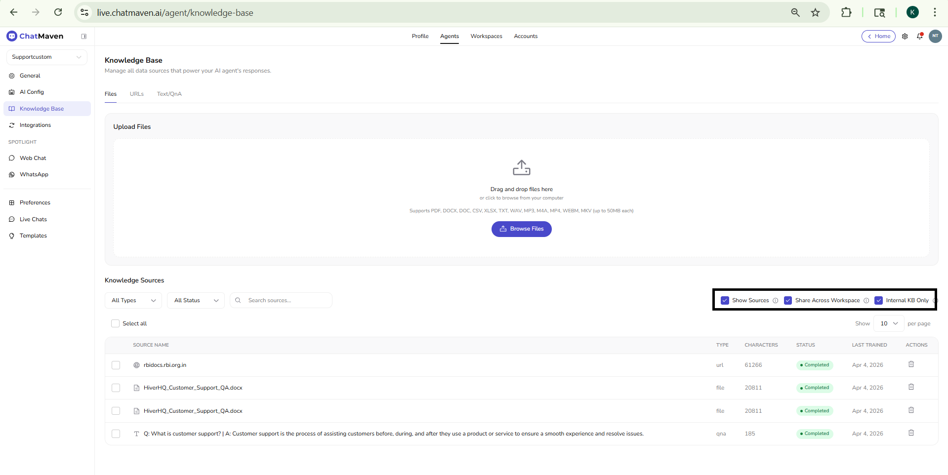 Knowledge Base Text/QnA tab with Add Manual Text or Q&amp;A form