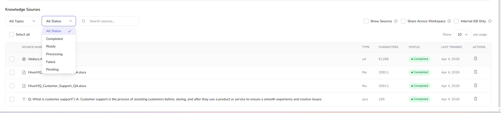 Knowledge Base Text/QnA tab with Add Manual Text or Q&amp;A form